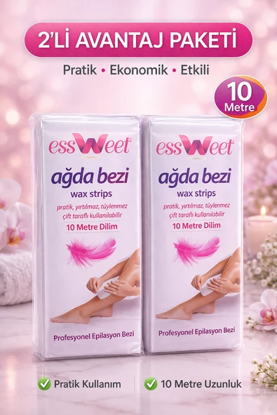 Essweet Ağda Bezi 10 Metre Dilim Profesyonel Epilasyon Bezi Çift Taraflı Kullanım Yırtılmaz Dayanıklı Ağda Bandı 2’Li Paket ürün görseli 1