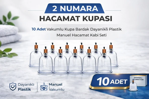 2 Numara Hacamat Kupası 10 Adet Vakumlu Kupa Bardak Dayanıklı Plastik Manuel Hacamat Kabı ürün görseli 1