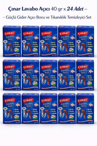 Çınar Lavabo Açıcı 40 Gr X 24 Adet – Profesyonel Güçlü Gider Açıcı Tıkanıklık Temizleyici Set ürün görseli 1