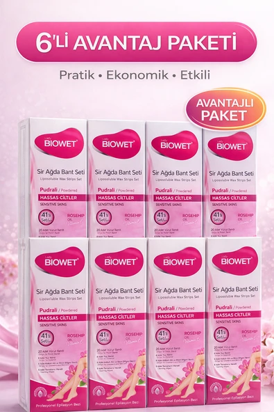 Biowet Pudralı Sir Ağda Bant Seti 41’Li Hassas Ciltler İçin Rosehip E Epilasyon Seti 6 Paket ürün görseli 1