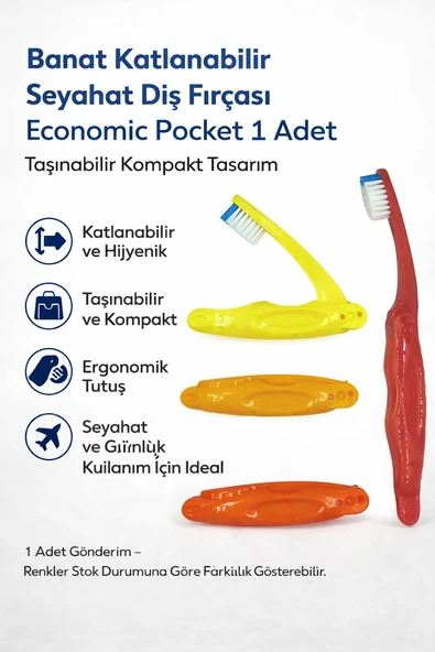 Banat Katlanabilir Seyahat Fırçası Economic Pocket 1 Adet Taşınabilir Kompakt Tasarım ürün görseli 1