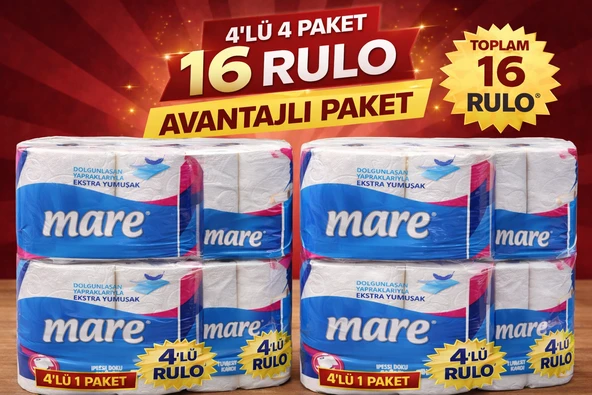 Mare Tuvalet Kağıdı 4'Lü Rulo 4 Paket Ekstra Yumuşak Çift Katlı Dayanıklı Tuvalet Kağıdı ürün görseli 1