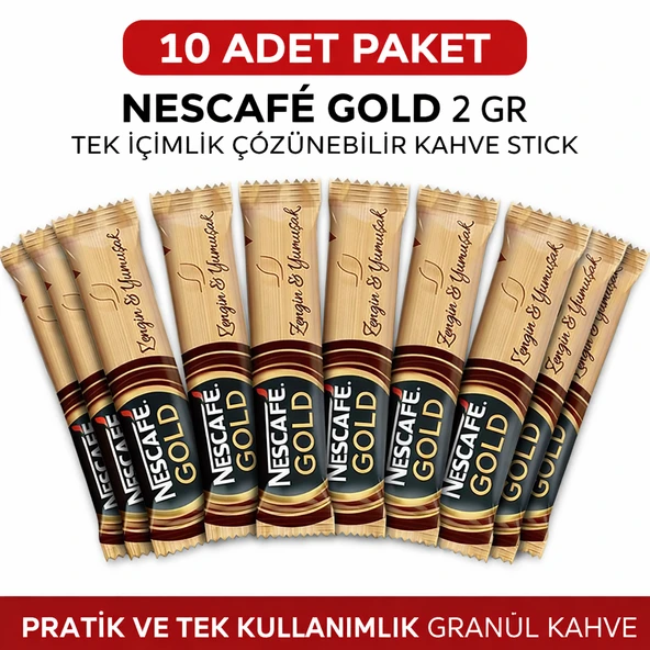 Kahve Gold 2 Gr 10 Adet Tek İçimlik Stick Çözünebilir Granül Kahve Paket ürün görseli 1