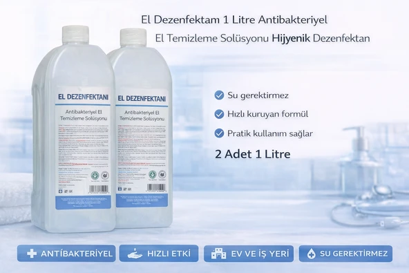 El Dezenfektanı 1 Litre Antibakteriyel El Temizleme Solüsyonu 2 Adet ürün görseli 1