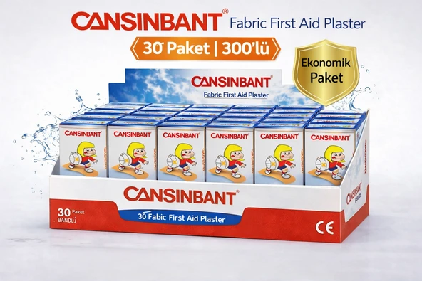 Cansinbant Bez Yarabandı 10 Lu 30 Paket 1,9 X 7,2 Cm Fabric First Aid Plaster ürün görseli 1