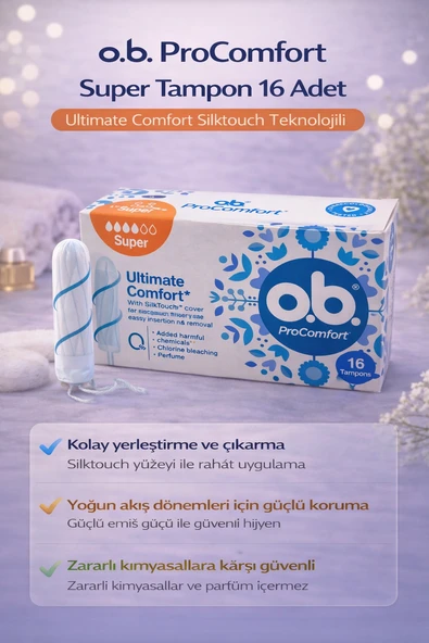 O.B. Procomfort Super Tampon 16Lı 1 Paket Ultimate Silktouch Teknolojili ürün görseli 1