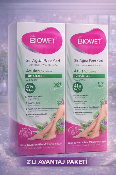 Biowet Sir Ağda Bant Seti Azulen Aloe Vera Tüm Ciltler İçin 41 Parça Kolay Kullanım 2 Paket ürün görseli 1