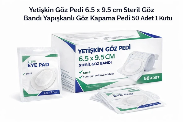 Yetişkin Göz Pedi 6.5 X 9.5 Cm Steril Göz Bandı Yapışkanlı Göz Kapama Pedi 50 Adet 1 Kutu ürün görseli 1
