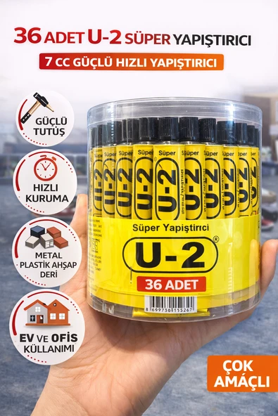36 Adet U-2 Süper Yapıştırıcı 7 Cc Güçlü Hızlı Yapıştırıcı Çok Amaçlı Metal Plastik Ahşap Deri Yapıştırıcı Şeffaf Kutulu ürün görseli 1