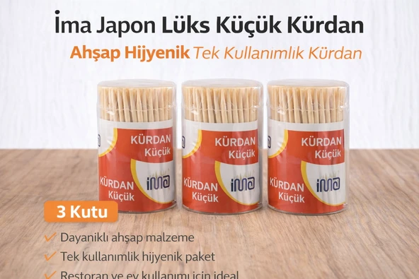İma Japon Lüks Küçük Kürdan Ahşap Hijyenik Tek Kullanımlık Kürdan 3 Adet ürün görseli 1