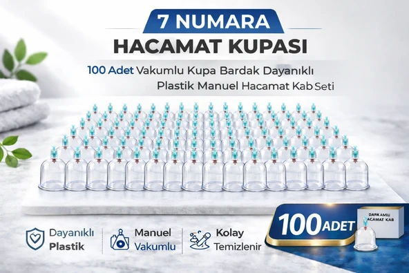 7 Numara Hacamat Kupası 100 Adet Vakumlu Kupa Bardak Dayanıklı Plastik Manuel Hacamat Kabı Seti ürün görseli 1