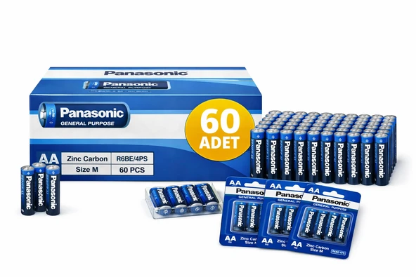 Pana Aa Kalem Pil Zinc Carbon R6 1.5V General Purpose 4Lü 15Paket ürün görseli 1