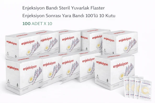 Enjeksiyon Bandı Steril Yuvarlak Flaster Enjeksiyon Sonrası Yara Bandı 100’Lü 10 Kutu ürün görseli 1