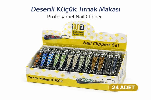 Profesyonel Küçük Tırnak Makası Desenli Nail Clipper 24 Adet ürün görseli 1