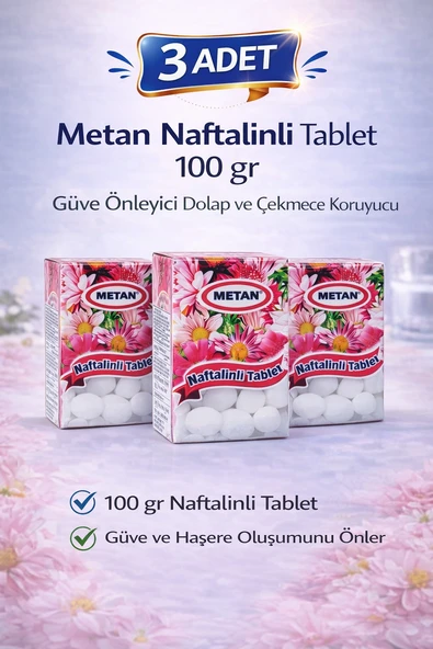 Metan Naftalinli Tablet 100 Gr Güve Önleyici Dolap Çekmece Koruyucu 3 Adet ürün görseli 1
