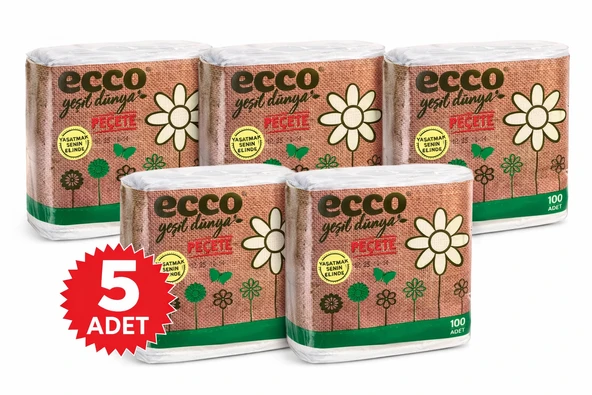 Green Kağıt Peçete 100’Lü 5 Adet 23X25 Cm Ekonomik Paket ürün görseli 1