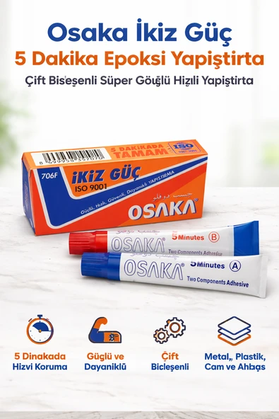 Osaka İkiz Güç 5 Dakika Epoksi Yapıştırıcı Çift Bileşenli Güçlü Hızlı Yapıştırıcı 1 Adet ürün görseli 1