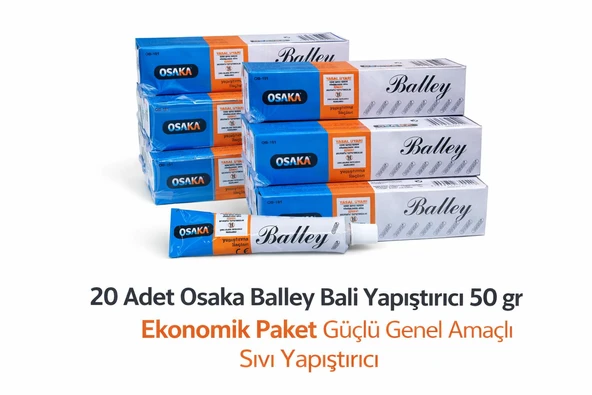 Osaka Balley Bali Yapıştırıcı 50 Gr X 20 Adet Ekonomik Paket Güçlü Genel Amaçlı Sıvı Yapıştırıcı ürün görseli 1