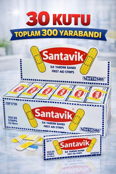 Santavik İlk Yardım Bandı Yara Bandı 10Lu 30 Paket ürün görseli 1