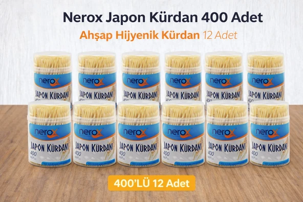 Nerox Japon Kürdan 400 Adet Ahşap Hijyenik Kürdan 12 Adet ürün görseli 1