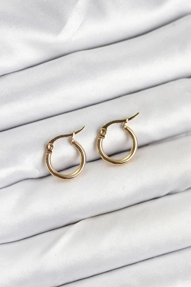 316L Çelik Gold Renk 12 Mm Halka Kadın Küpe ürün görseli 1