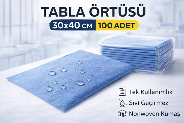 Tabla Örtüsü 30X40 Cm 100 Yaprak Tek Kullanımlık Sıvı Geçirmez Nonwoven Örtü ürün görseli 1