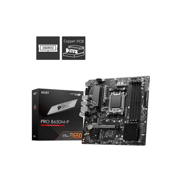 B650M-P Ddr5 7200Mhz 1Xvga 1Xhdmi 1Xdp 2Xm.2 Usb 3.2 Matx Am5 (Amd Am5 9000/8000/7000 Seri̇leri̇ İle Uyumlu) ürün görseli 1