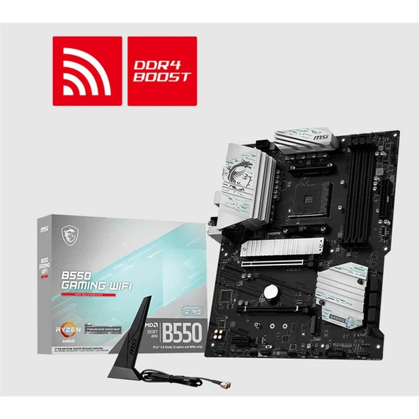 B550 Wifi Ddr4 4866Mhz 1Xhdmi 1Xdp 2Xm.2 Usb Atx Am4 (Amd Am4 5000/5000 G/4000 G /3000 Seri̇si̇ İle Uyumlu) ürün görseli 1