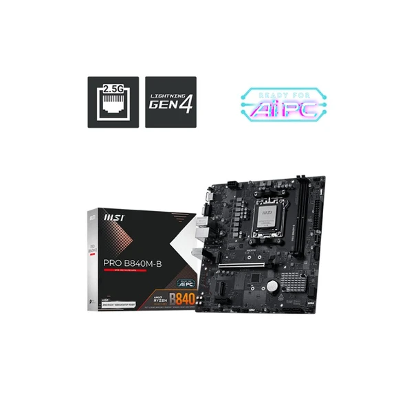 B840M-B Ddr5 8000Mt/S 1Xhdmi 2Xm.2 Usb-C Am5 Matx (Amd Am5 9000/8000/7000 Seri̇leri̇ İle Uyumlu) ürün görseli 1