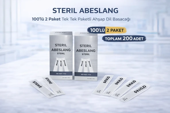 Steril Abeslang 100'Lü 2 Paket Tek Tek Paketli Ahşap Dil Basacağı Spatula Toplam 200 Adet ürün görseli 1