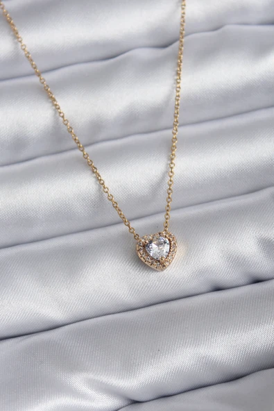 316L Çelik Zincir Gold Renk Charm Kadın Kolye ürün görseli 1