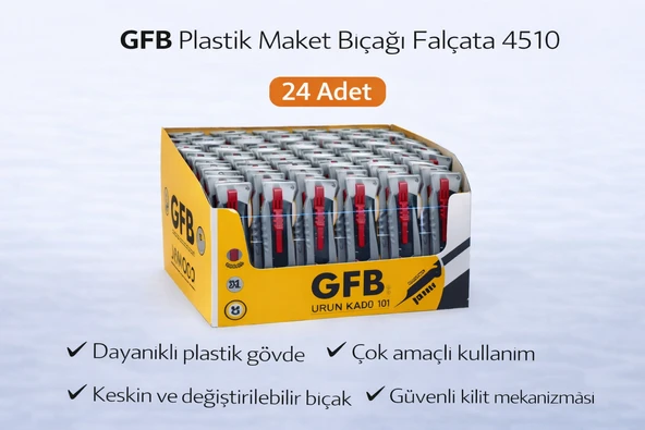 Gfb Plastik Maket Bıçağı Falçata 4510 Profesyonel Maket Bıçağı 24 Adet ürün görseli 1