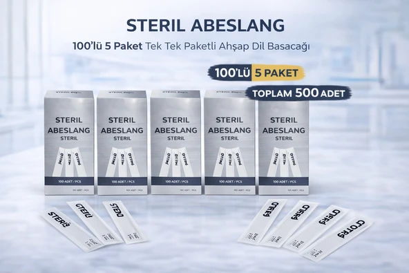 Steril Abeslang 100'Lü 5 Paket Tek Tek Paketli Ahşap Dil Basacağı Spatula Toplam 500 Adet ürün görseli 1