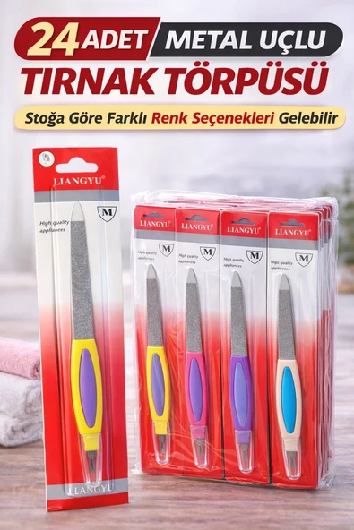 24 Adet Metal Uçlu Tırnak Törpüsü Blister Ambalajlı Profesyonel Manikür Törpüsü Seti ürün görseli 1