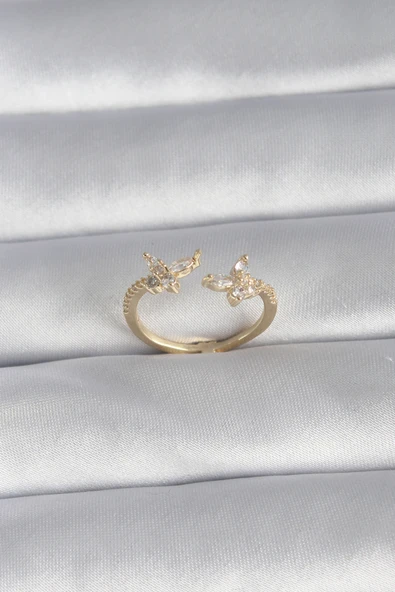 Pirinç Gold Renk Zirkon Taşlı Model Kadın Yüzük ürün görseli 1