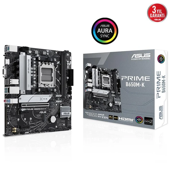Prime B650M-K Ddr5 6400Mhz 1Xvga 1Xhdmi 2Xm.2 Usb 3.2 Matx Am5 (Amd Am5 9000/8000/7000 Seri̇leri̇ İle Uyumlu) ürün görseli 1