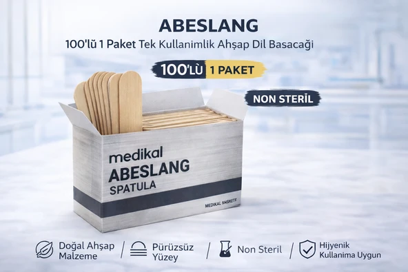 Abeslang 100'Lü 1 Paket Tek Kullanımlık Ahşap Dil Basacağı Spatula ürün görseli 1