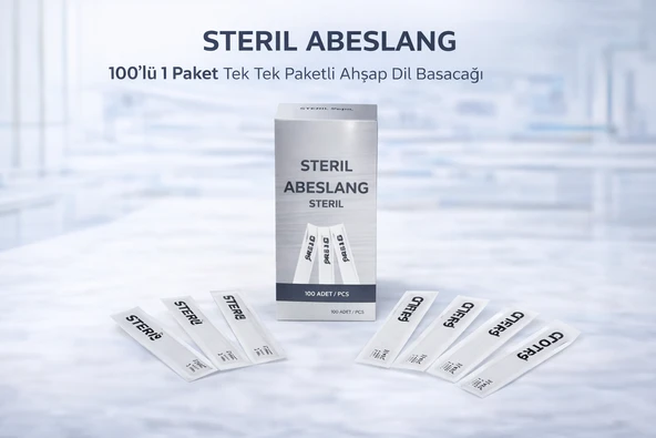 Steril Abeslang 100'Lü 1 Paket Tek Tek Paketli Ahşap Dil Basacağı Spatula ürün görseli 1