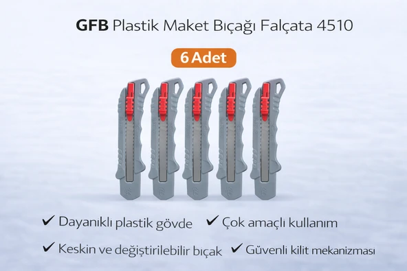 Gfb Plastik Maket Bıçağı Falçata 4510 Profesyonel Maket Bıçağı 6 Adet ürün görseli 1