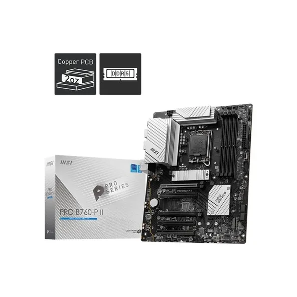 B760-P Ii Ddr5 7200Mhz 1Xhdmi 1Xdp 2Xm.2 Usb 3.2 Atx 1700P (12. / 13. 14. Nesi̇l İşlemci̇ Uyumlu) ürün görseli 1