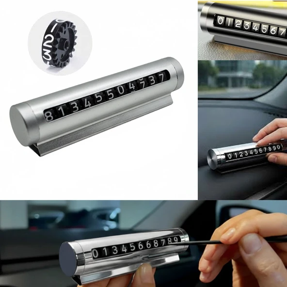 Araç İçi Torpido Üstü Çevirmeli Telefon Park Numaratörü Park Tel 10.5X2.7Cm Gri ürün görseli 1