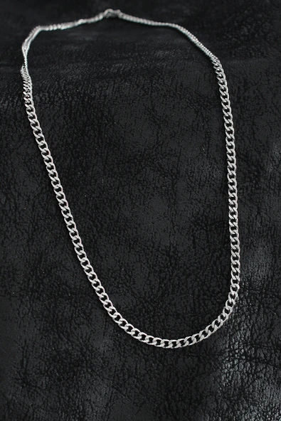 316L Çelik Klasik Zincir Model Gümüş Renk Erkek Kolye ürün görseli 1