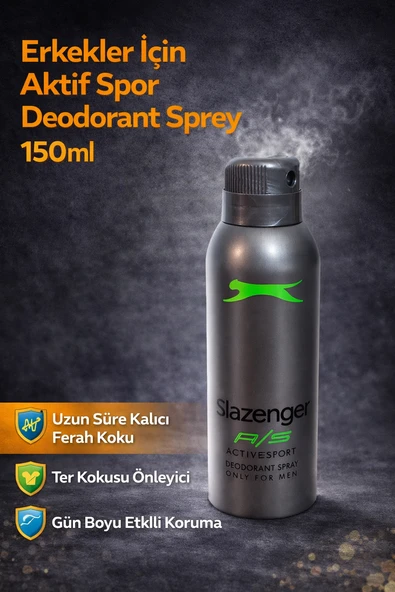 Erkekler İçin Aktif Spor Deodorant Sprey 150 Ml Uzun Süre Kalıcı Ferah Koku ürün görseli 1