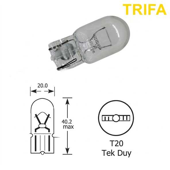 Trifa T20 Dipsiz Park Ampulü Tek Duy 1 Adet Sarı ürün görseli 1