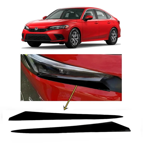 Honda Civic Fe1 2022 Sonrası Far Altı Kaşı Çıtası Piyano Black 2 Parça ürün görseli 1