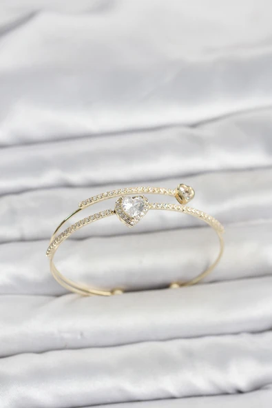 Pirinç Gold Renk Model Zirkon Taşlı Kadın Bileklik ürün görseli 1