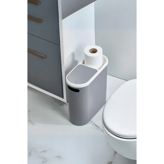 Gri Kapaklı Wc Kağıtlıklı Kovası & Ofis Kovası 10 Lt ürün görseli 1