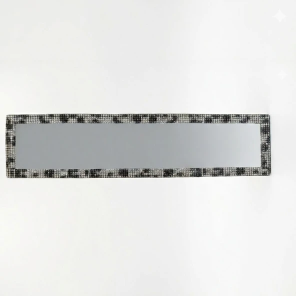 Kristal Taşlı İç Dikiz Aynası Tırnaklı Ayna 29,5X7Cm Leopar Desenli ürün görseli 1