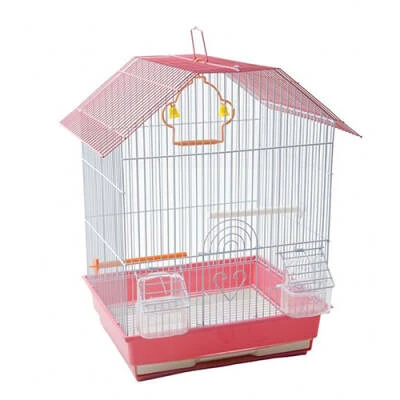 Çift Kapılı Kuş Kafesi Pembe 34,5X28X46 Cm ürün görseli 1