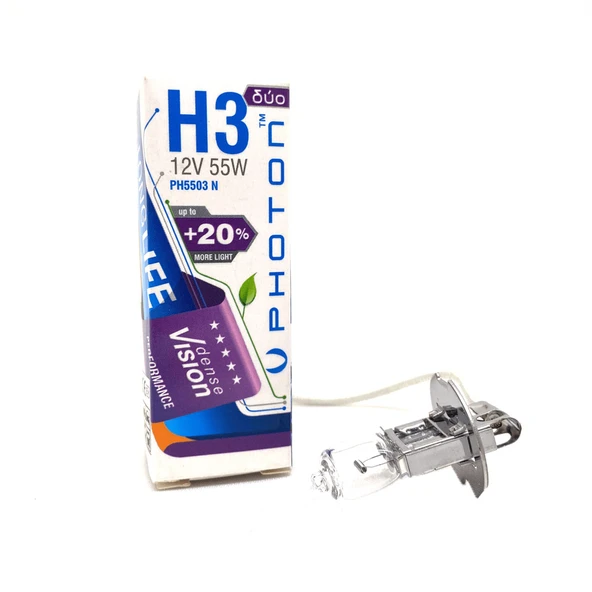 H3 55 Watt 12V Dense +%20 Fazla Işık Halojen Far Ampulü Sarı ürün görseli 1
